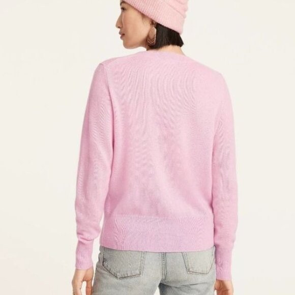 J. Crew 100% Cashmere Classic Fit Crewneck Sweater Size Medium Pink Crisp - Picture 8 of 13